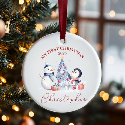 Personalized Memorial Christmas Ornaments 2025 - Custom Ceramic Hanging Xmas Ornaments for Tree - Monogrammed Keepsake Gift for Mother & Home Decor, Baby's First Christmas