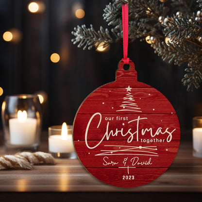 Personalized Our First Christmas Together Ornament, Customized 2023 Xmas Tree Decor Mr & Mrs Gift Tag, Custom Newlywed for Couple Gifts