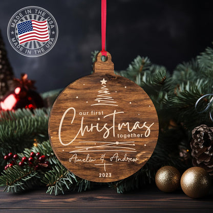 Personalized Our First Christmas Together Ornament, Customized 2023 Xmas Tree Decor Mr & Mrs Gift Tag, Custom Newlywed for Couple Gifts
