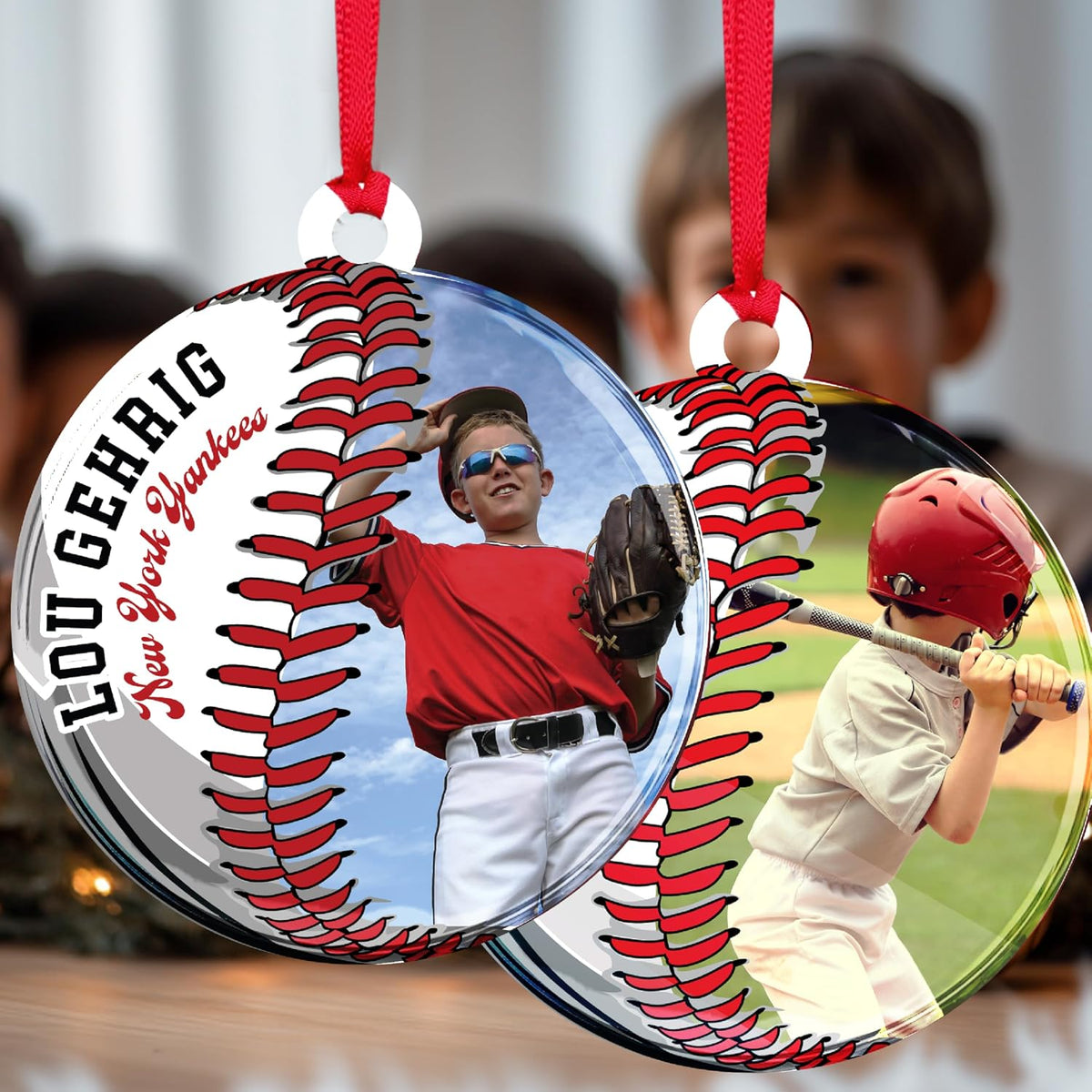 Personalized Baseball Christmas Ornament – Custom Photo & Name Sports Ornament for Kids, Players, Fans – Unique Xmas Tree Decoration & Gift Idea for Baseball Lovers, Boys, Girls, Teams & Coaches