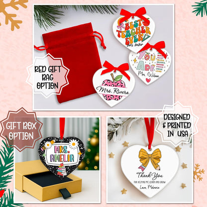 Teacher Appreciation Gift – Heart‑Shaped Thank You or Happy Retirement Ornament – Personalized Teacher Name & Student Names – End of Year, Christmas, Mother’s Day or Back to School Keepsake