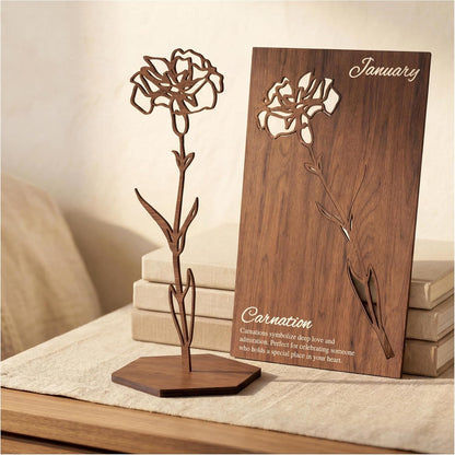 Birth Month Flower Wooden Decor, Grandma Mothers Day Gift for Mom Nana Gigi, Elegant Floral Home Decor, Birthday Christmas Gift