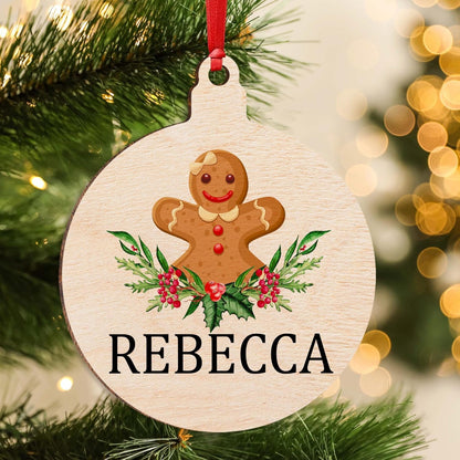 Custom Wooden Christmas Ornament, Personalized Xmas Tree Holiday Decor for Kids, Customized Stocking Tag with Name