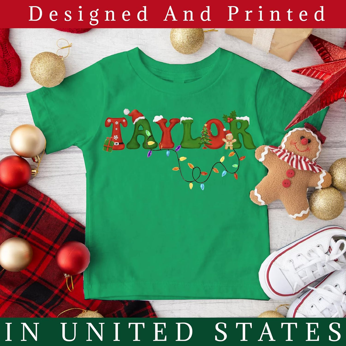 Personalized Christmas Unisex Youth T-Shirt for Boy & Girl, Customized Santa Tee, Custom Holiday Xmas Unisex Outfit Shirts White