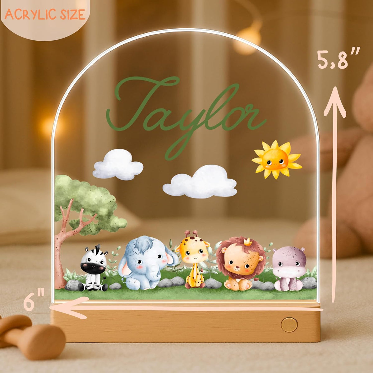 Personalized Night Light with Name, Custom LED Lamp for Boys and Girls