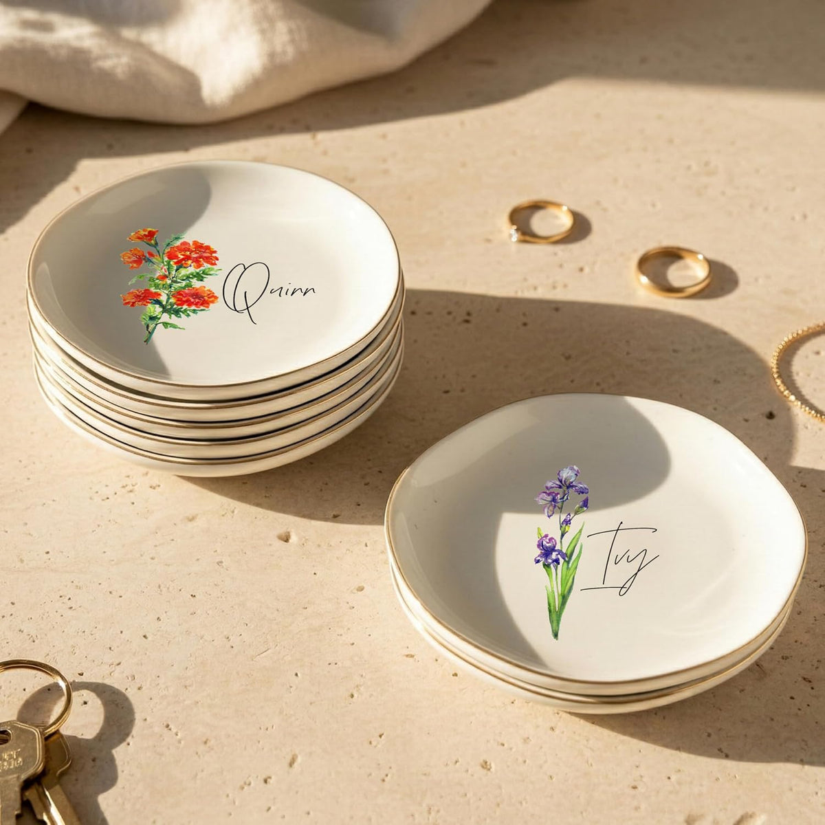 Personalized Ring Dish with Name, Custom Jewelry Tray Gift for Women, Bridesmaids, Mom, Grandma, or Best Friends