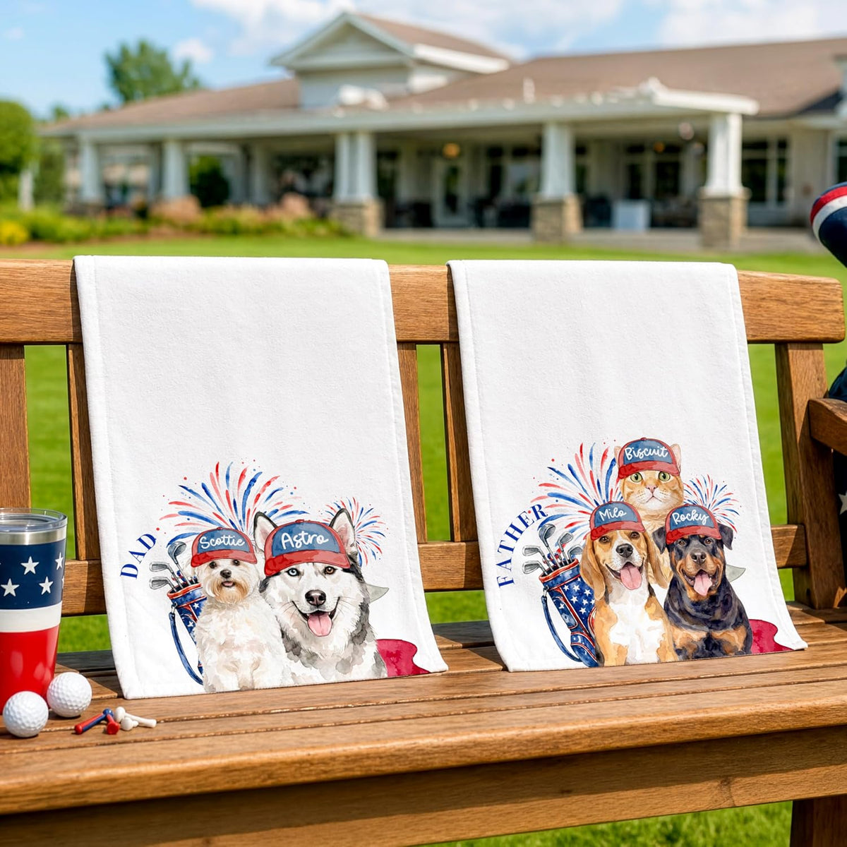 Zexpa Apparel Custom Pet Golf Towel – Personalized Golf Club Towel with Your Dog or Cat Photo & Name – Unique Pet Lover Golf Accessory Gift for Golfers & Pet Owners