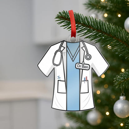 Personalized Doctor Uniform Ornament – Custom Acrylic Christmas Keepsake with Name on Medical Scrubs Design – Physician Ornament Gift for Doctors, Nurses, Medical Students, Tree Decoration