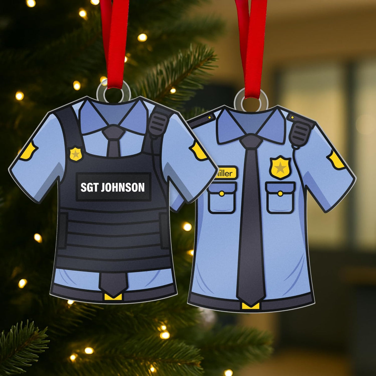 Personalized Police Officer Ornament with Name – Custom Tactical or Classic Uniform Christmas Tree Decoration – Acrylic Keepsake for Cop, Law Enforcement, Sheriff, Deputy, Sergeant