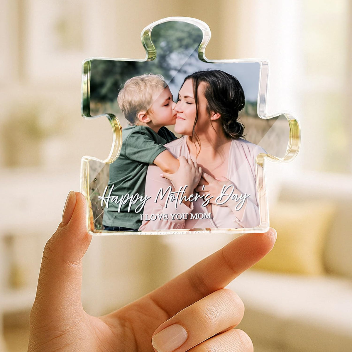 Personalized Acrylic Block Gift for Mom – Custom Photo and Text Decoration Piece for Home or Office – Cute Mother’s Day Gift from Daughter or Son – Unique Keepsake for Birthday or Christmas