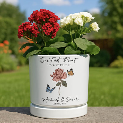 Zexpa Apparel Personalized Flower Pot for Grandma, Mom or Nana, Custom Birth Month Flower Planter with Names, Unique, Mother’s Day, Birthday or Holiday Present, Ceramic Pot