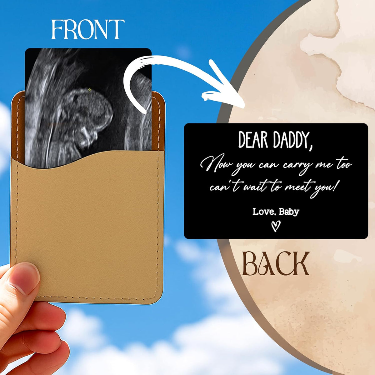 Personalized Ultrasound Wallet Card, Custom Baby Announcement Gift for Dad