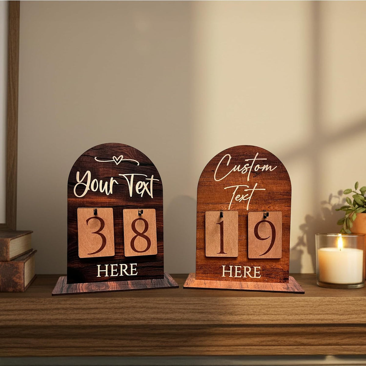 Personalized Countdown Sign, Custom Wooden Number Block Display for Christmas, Wedding, Baby Arrival or Homecoming, Reusable Holiday Decoration Gift