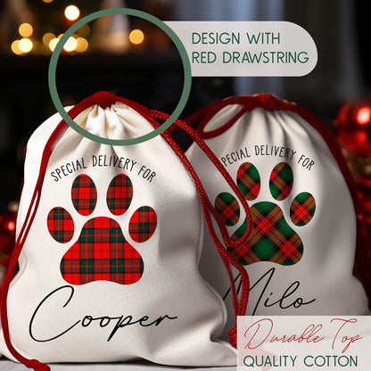 Personalized Christmas Santa Sack for Dogs and Cats, Custom Xmas Gift Pouch