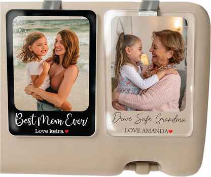 Personalized Car Visor Photo Clip – Custom Acrylic Picture Holder with Text, Gift for Dad, Mom, Husband, Wife, or Girlfriend