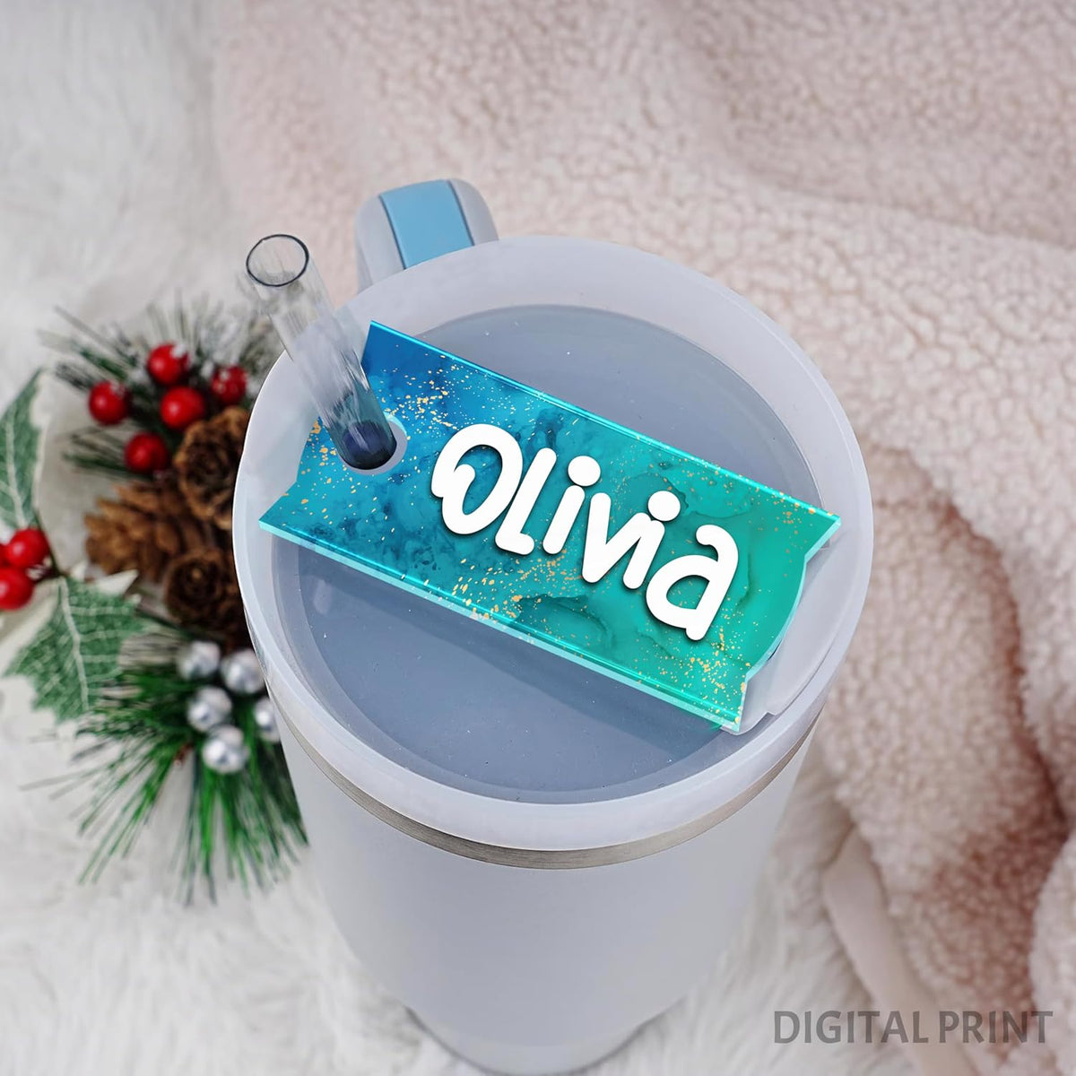 Personalized Tumbler Name Tag - Custom Drink Cup ID Tags for H2O Quencher - Customized Name Stickers for Mugs - Bright Colors & Fun Patterns - Ideal Gift for Family and Friends