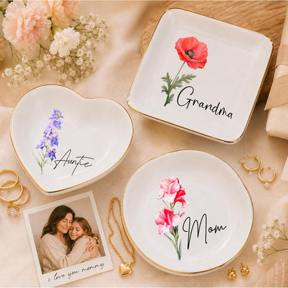 Personalized Ring Dish with Name, Custom Jewelry Tray Gift for Women, Bridesmaids, Mom, Grandma, or Best Friends