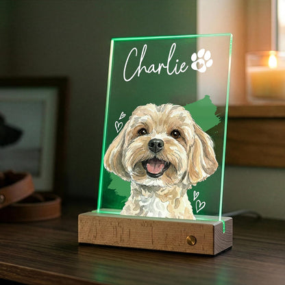 Personalized Pet Photo LED Sign Acrylic, Custom Dog or Cat Portrait Night Light Sign Only, Choose LED Base in Customization, Valentine’s Day Gift for Pet Lovers, Memorial Decor