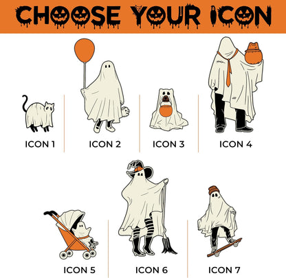 Personalized Halloween Ghost Family Acrylic Sign - Custom Name Spooky Decor for Mom Dad Kids Pets - Add Names & Choose Icons - Cute Haunted Scene Table Display for Fall Home Decoration Gift