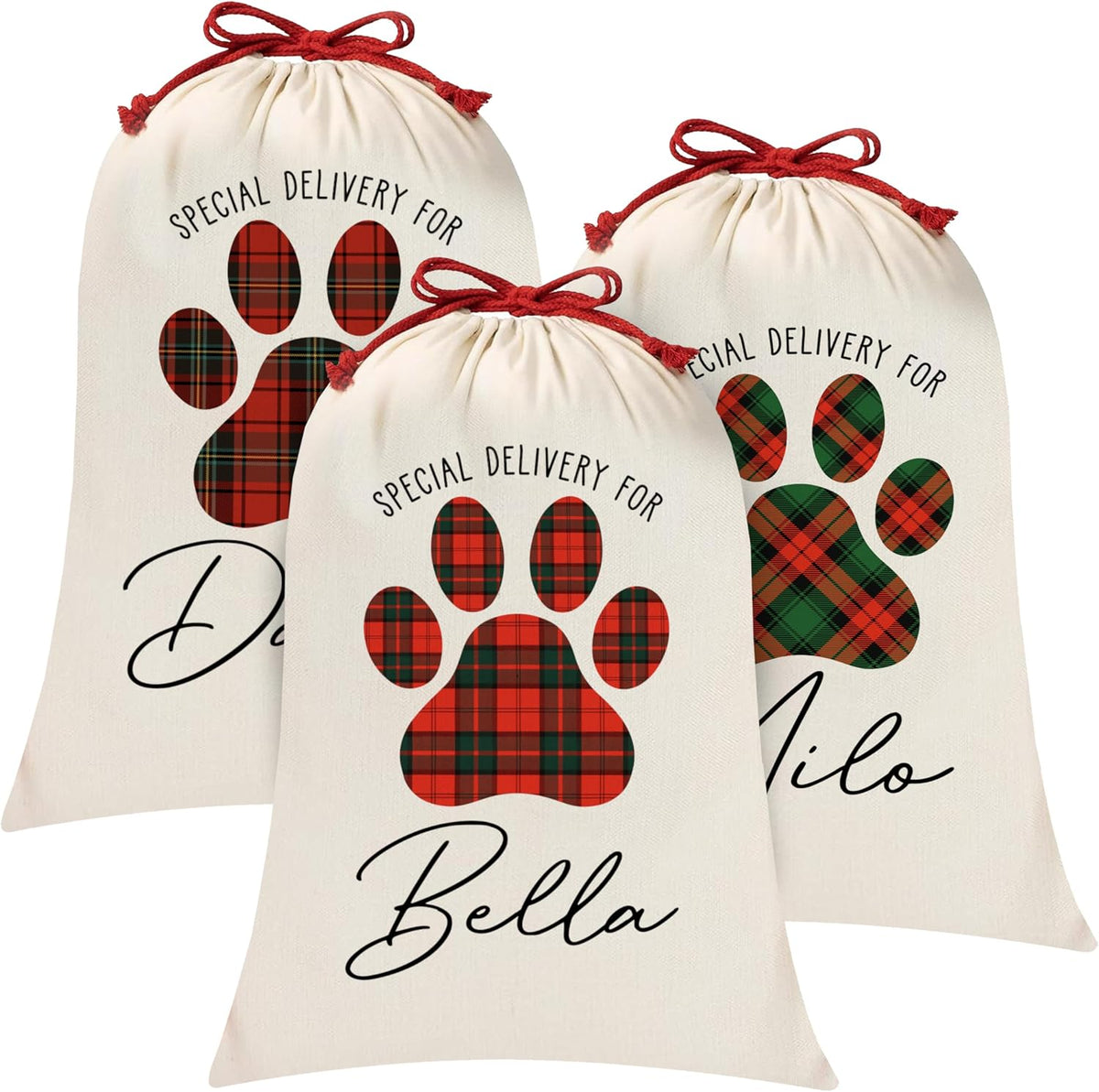 Personalized Christmas Santa Sack for Dogs and Cats, Custom Xmas Gift Pouch