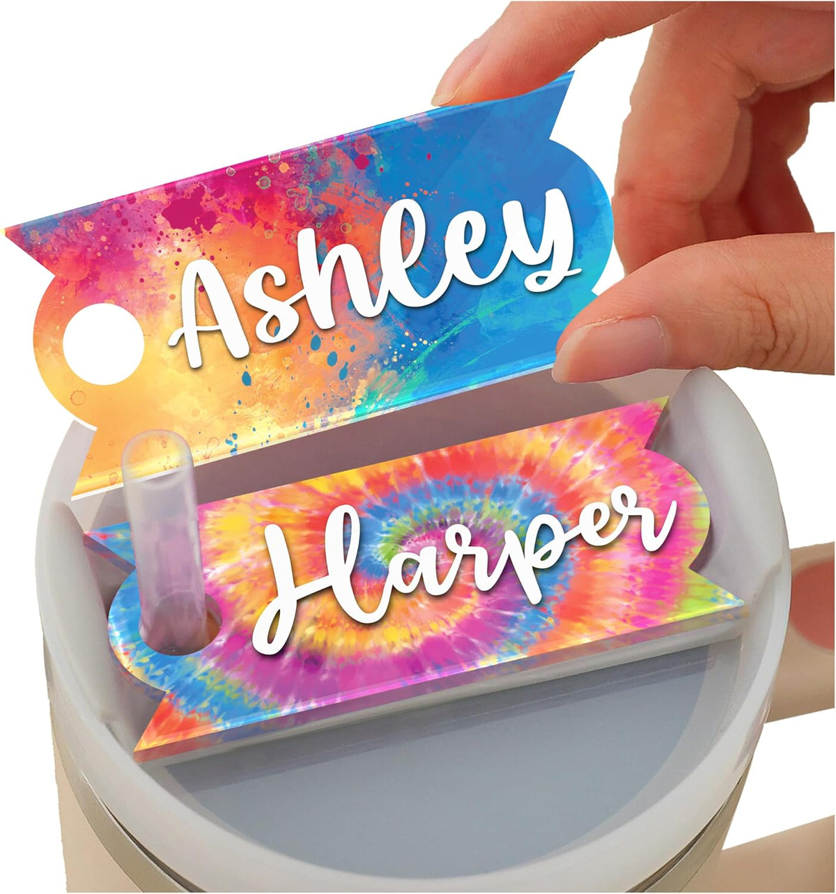 Personalized Tumbler Name Tag - Custom Drink Cup ID Tags for H2O Quencher - Customized Name Stickers for Mugs - Bright Colors & Fun Patterns - Ideal Gift for Family and Friends