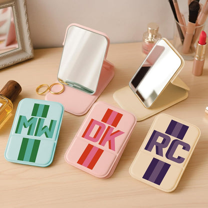 Bridesmaid Gift Personalized Compact Mirror – Custom Initial Foldable Pocket Makeup Mirror for Purse & Travel – Cute Portable Vanity Mirror for Women, Bride to Be, Mom, Bridesmaid Proposal Favor