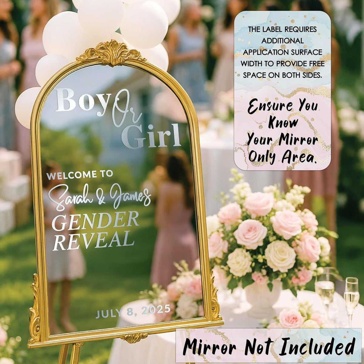 Personalized Welcome to Our Wedding Mirror Sign Decal DIY - Customized Bride and Groom Names - Lettering Elegant Happily Ever After Party Vinyl Sticker Wall Reception Decor