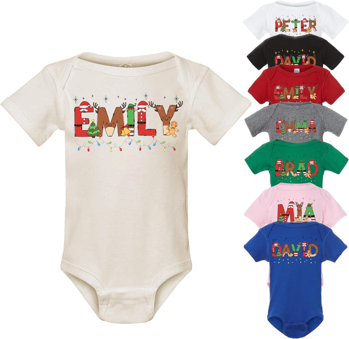 Personalized Baby's First Christmas Romper, Custom Holiday Infant Outfit