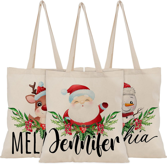 Personalized Christmas Tote Bags w/Name, Custom Xmas/Noel Totes Bag Gifts