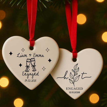 Personalized Engagement Ornament – Custom Couple Name & Date Photo Option – Our First Christmas as an Engaged Couple Keepsake – Wedding, Bridal Shower, Newlywed Gift for Couples
