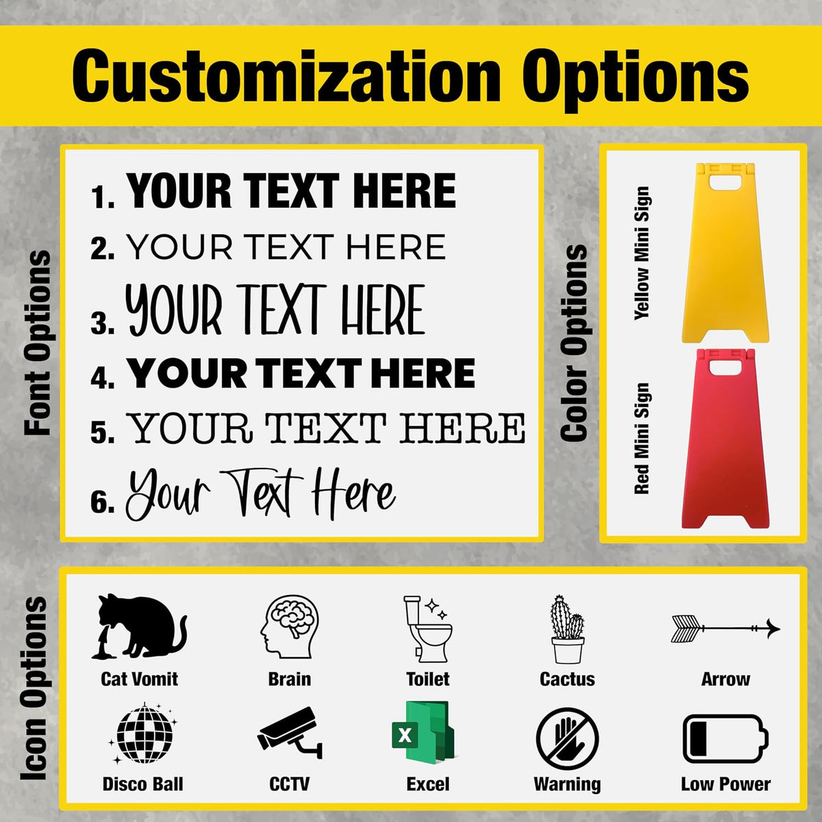 Personalized Mini Desk A-Frame Sign, Custom Funny Caution Sign for Office