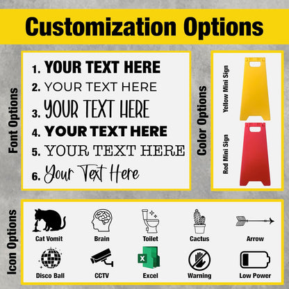 Personalized Mini Desk A-Frame Sign, Custom Funny Caution Sign for Office