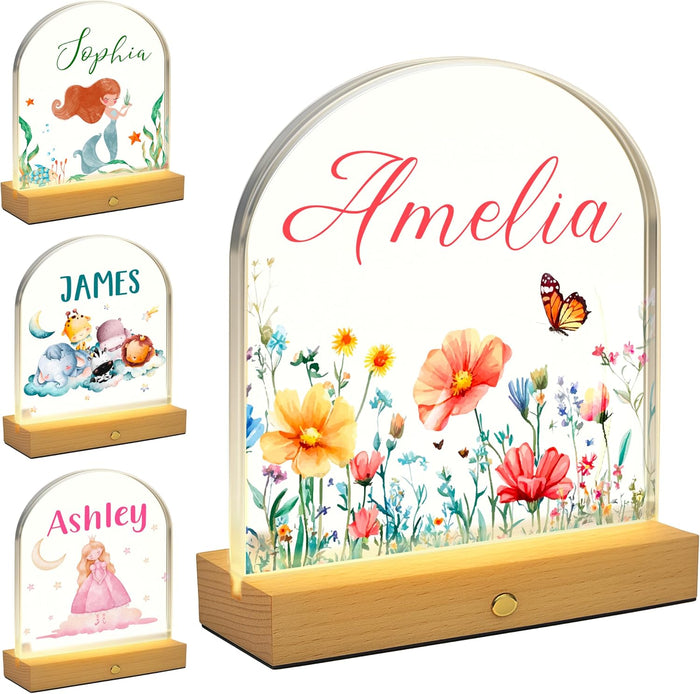 Personalized Name Night Light, Custom LED Acrylic Lamp for Boys and Girls