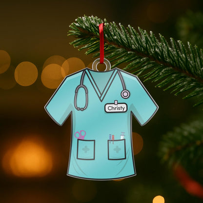 Personalized Nurse Uniform Ornament – Custom Christmas Keepsake with Name on Scrubs Design – RN BSN Gift for Nursing Students, Coworkers – Nurse Appreciation, Graduation, Tree Decoration