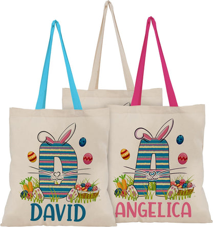 Personalized Easter Tote Bag with Name, Custom Color-Your-Own Canvas Gift