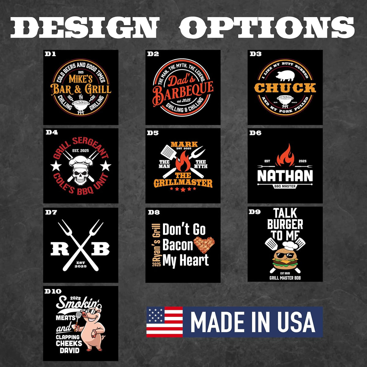 Father’s Day BBQ Apron for Dad – Personalized Grill Master Apron with Name & Year – Custom Cooking Apron for Men, Husband, Grandpa – Funny Backyard Barbecue Gift for Pitmaster & Outdoor Grilling