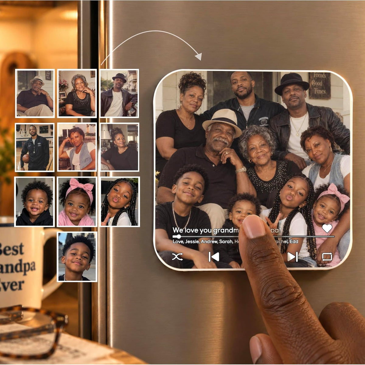 Custom Baby Heartbeat Music Fridge Magnet with Ultrasound Photo and Name
