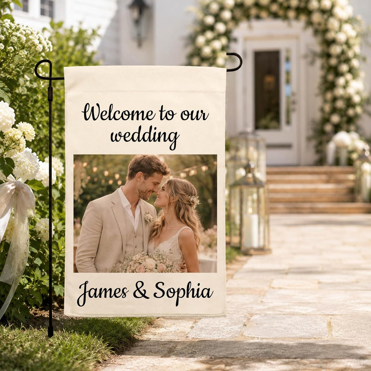 Personalized Camping Garden Flag 13x18 Inch Double Sided, Custom Family Name Welcome to Our Campsite Yard Flag