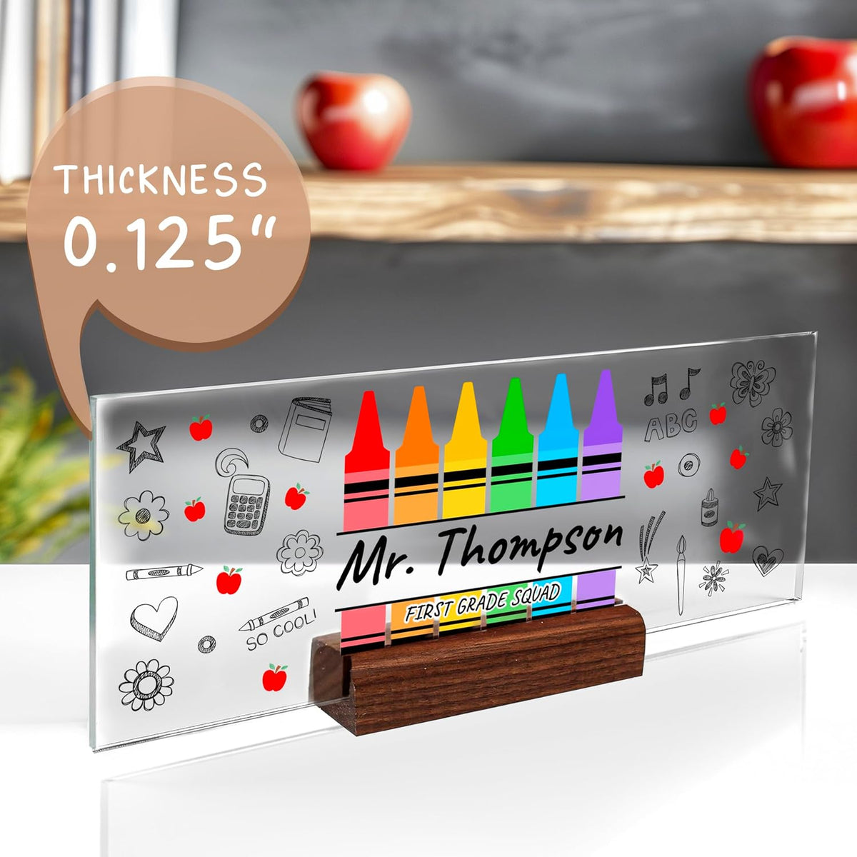 Personalized Teacher Nameplate with Name, Custom Acrylic Desk Decor Gift