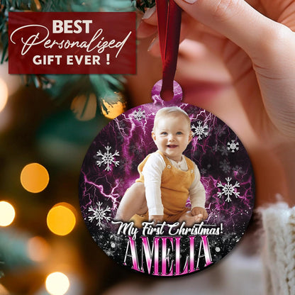 Personalized Christmas Ornaments with Photo - Custom 2025 Ceramic Xmas Tree Decor with Picture & Text - Unique for Kids, Mom, Dad & Friends Merry