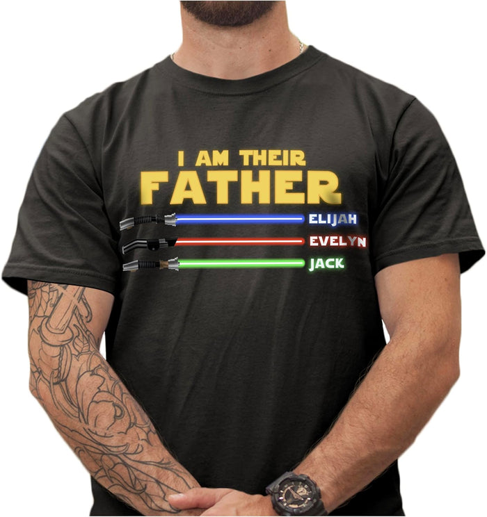 Personalized I Am Their Father T-Shirt with Kid Names, Custom Dad Gift