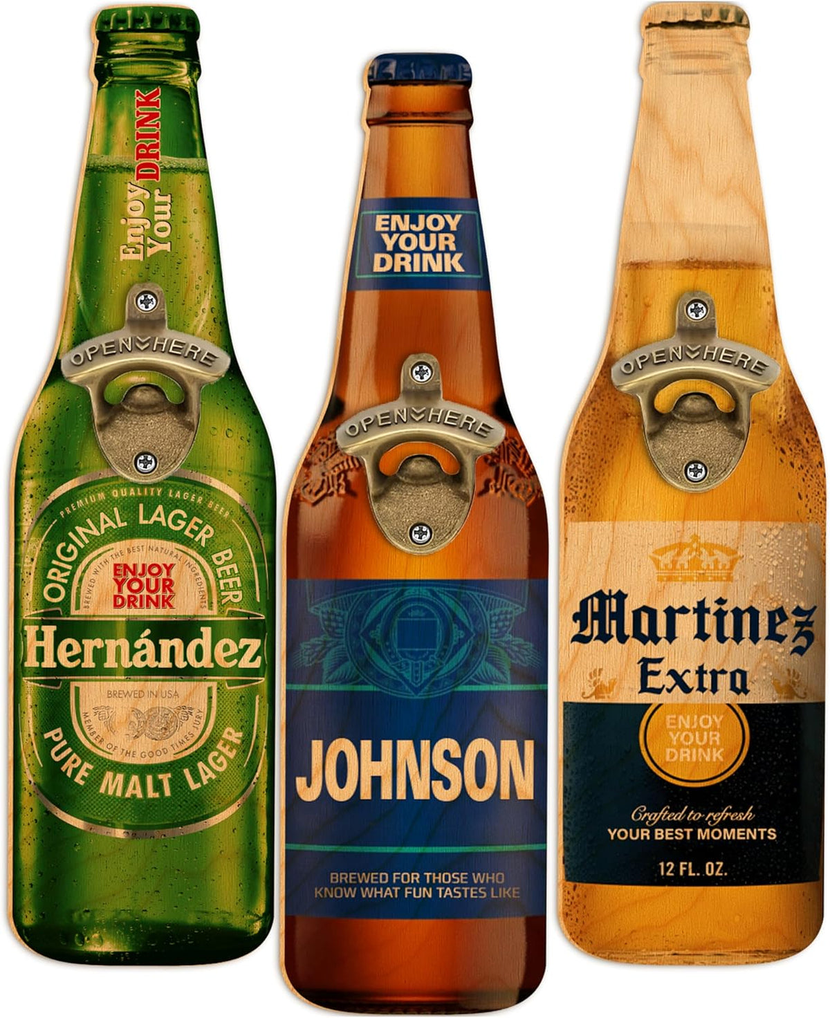 Personalized Wall Mounted Bottle Opener Beer Sign Gift for Dad – Custom Beer Shape Bar & Home Decor Accessory with Name – Unique Father’s Day, Christmas Gift for Him – Rustic Man Cave Decor