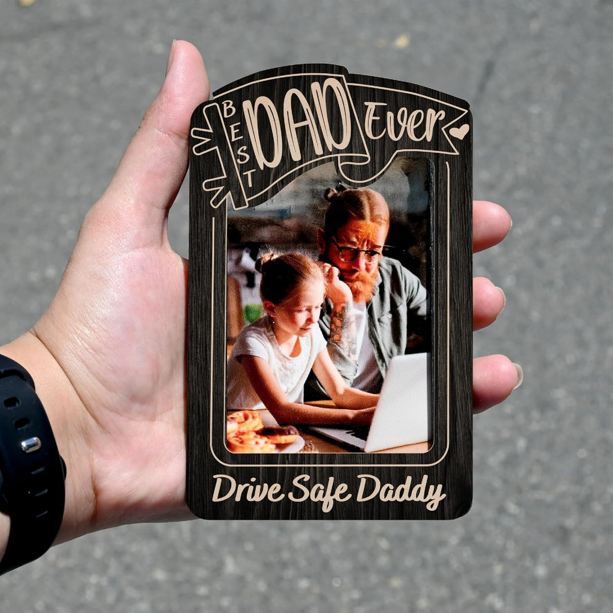 Personalized Car Visor Photo Clip – Custom Acrylic Picture Holder with Text, Gift for Dad, Mom, Husband, Wife, or Girlfriend
