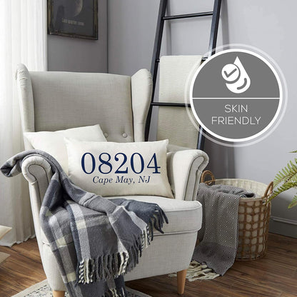 Personalized Zip Code Lumbar Pillow Case, Custom City and State Home Gift