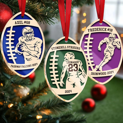 Personalized Football Christmas Ornament with Name, Custom Holiday Keepsake