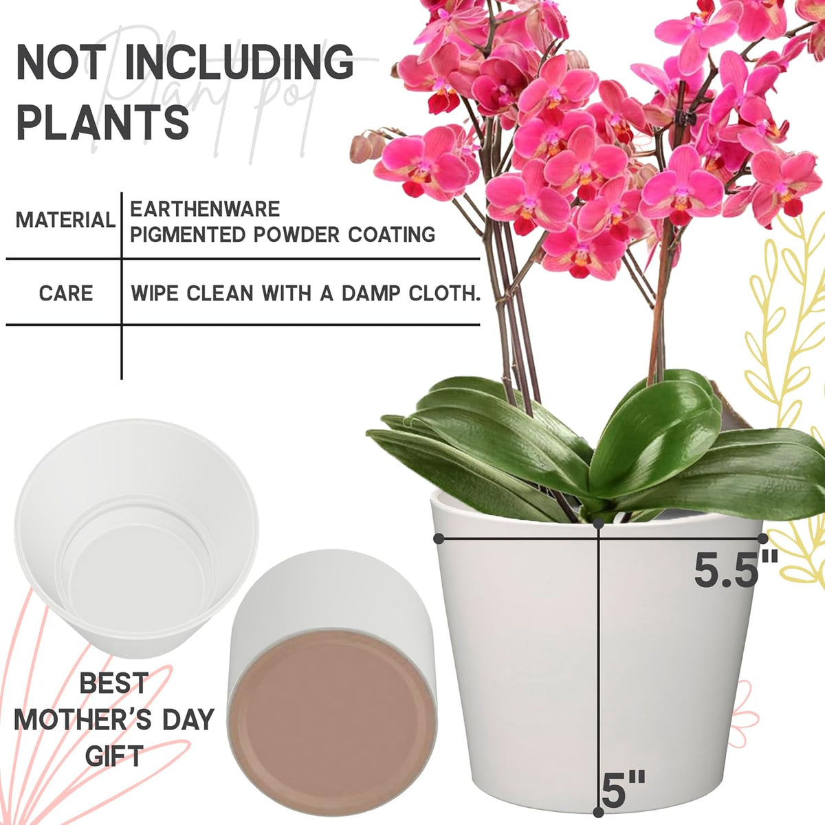 Zexpa Apparel Personalized Flower Pot for Grandma, Mom or Nana, Custom Birth Month Flower Planter with Names, Unique, Mother’s Day, Birthday or Holiday Present, Ceramic Pot
