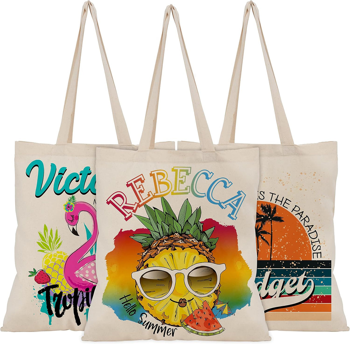Personalized Beach Tote Bag with Name, Custom Canvas Vacation Travel Gift