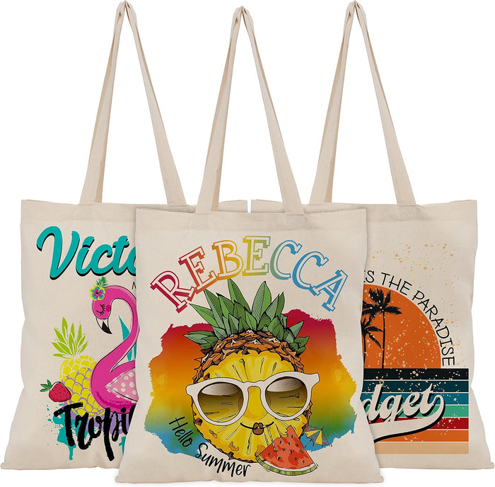 Personalized Beach Tote Bag with Name, Custom Canvas Vacation Travel Gift