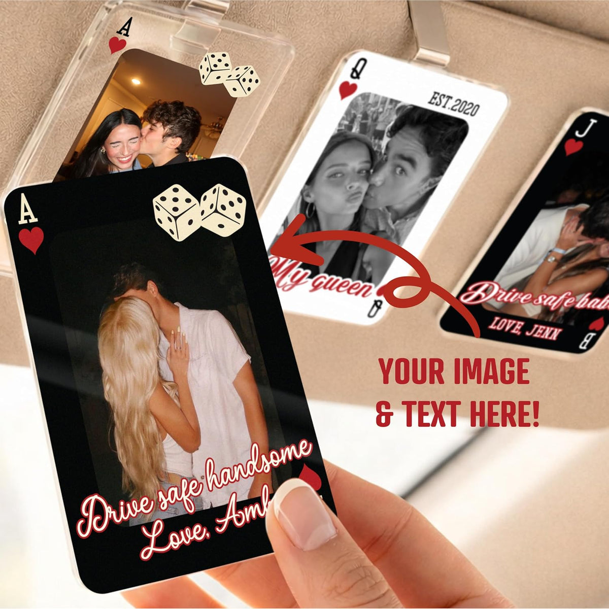 Personalized Car Visor Photo Clip – Custom Acrylic Picture Holder with Text, Gift for Dad, Mom, Husband, Wife, or Girlfriend