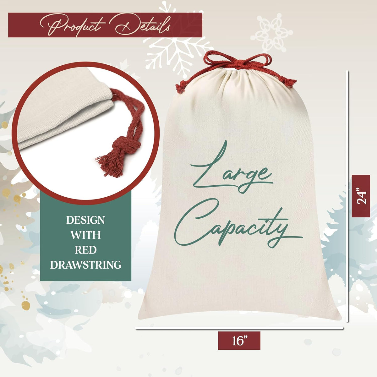 Personalized Christmas Santa Sack with Photo and Name, Custom Holiday Gift